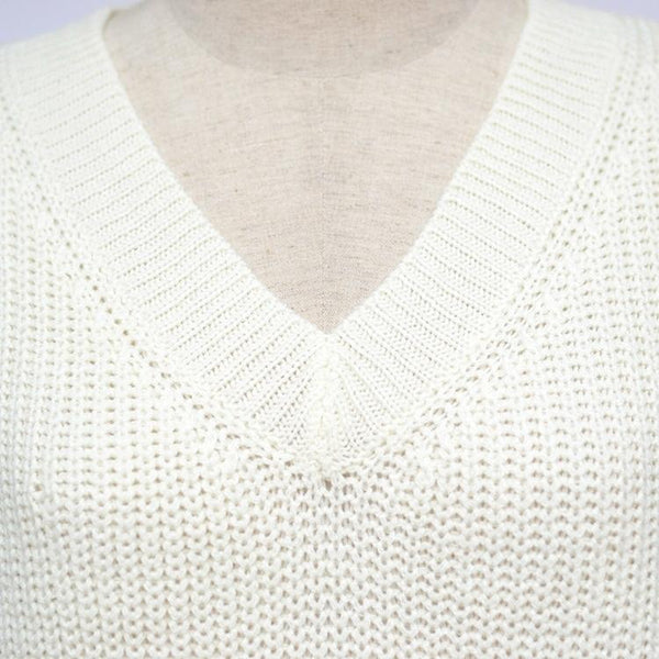 Fashion Casual V Neck Sweater White L Coats Jackets & Vests