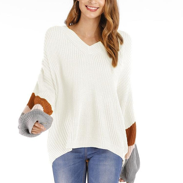 Fashion Casual V Neck Sweater White L Coats Jackets & Vests