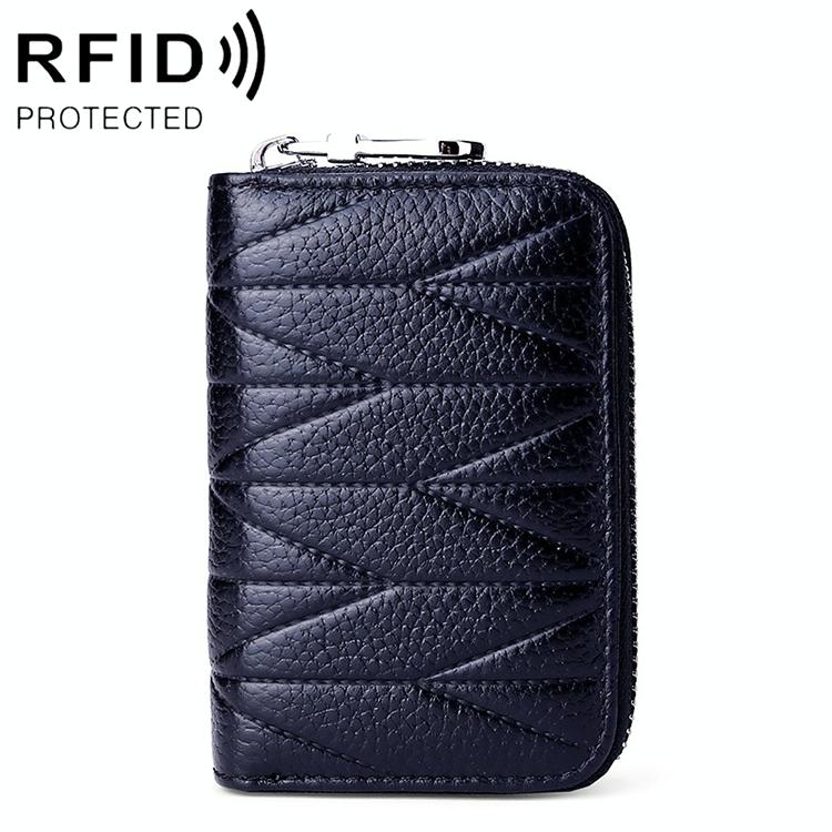 Women Anti Magnetic Leather Rfid Wallet Dark Blue Wallets