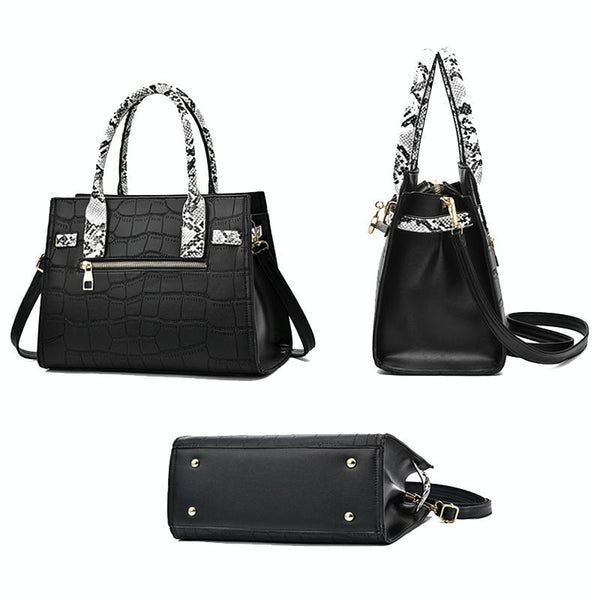 Large Capacity 2 In 1 Stone Pattern Bags Versatile And Spacious Black Women's Bags & Handbags