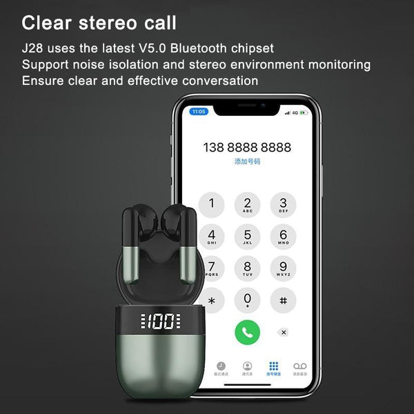 Wireless Bluetooth Earphones With Led Display And Hifi Sound For Sports Green Earbuds