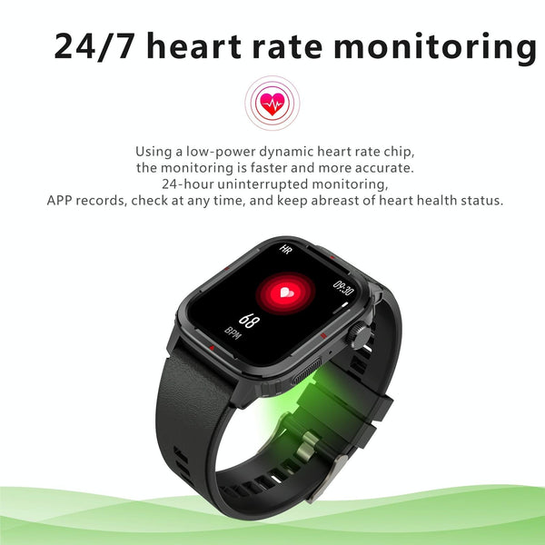 1.7 Inch Tft Hd Screen Smart Watch Support Bluetooth Calling / Blood Pressure Monitoring Green Smart Watches
