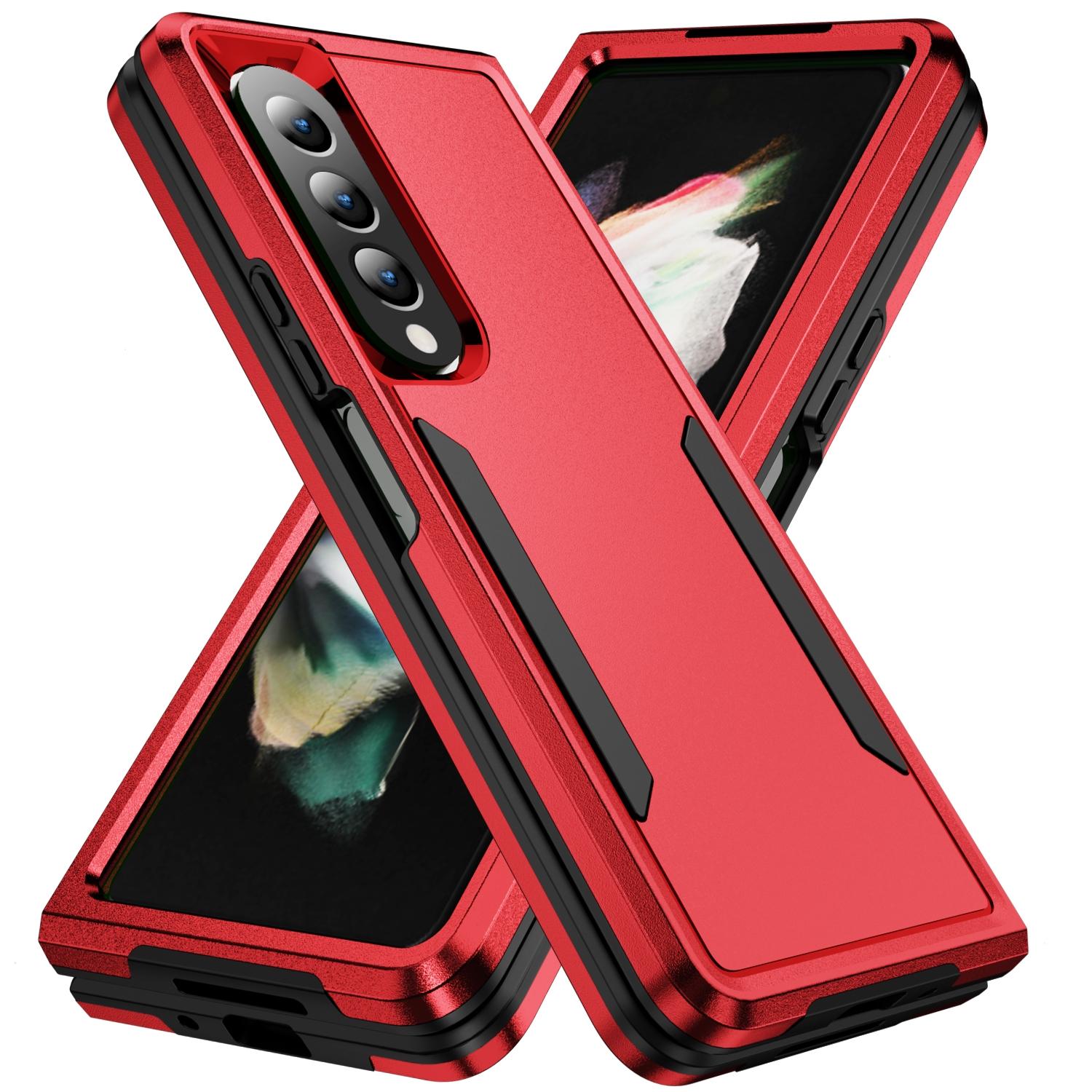 Shockproof Pc Tpu Case For Samsung Galaxy Z Fold4 5G Red Black Cases Covers & Skins