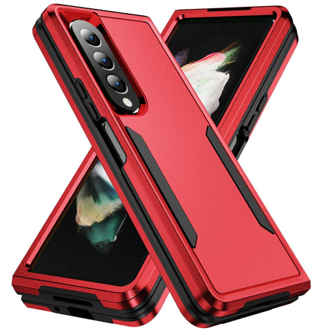 Shockproof Pc Tpu Case For Samsung Galaxy Z Fold4 5G Red Black Cases Covers & Skins