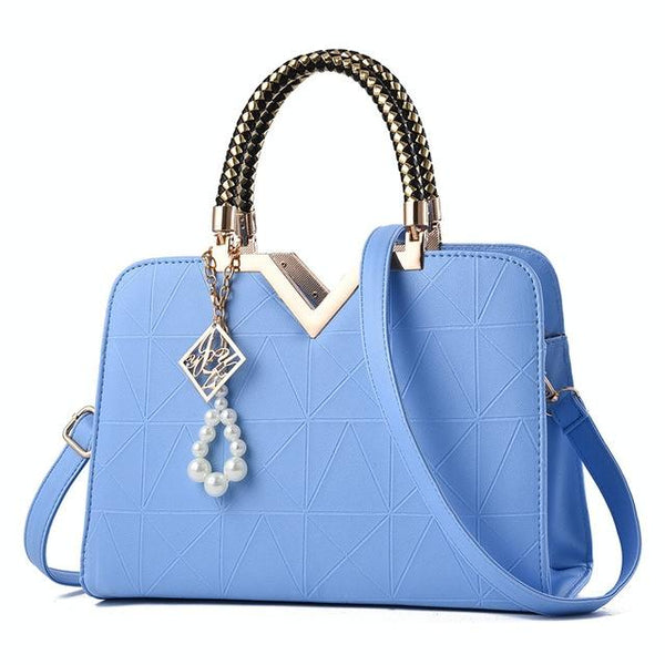 Women Zipper Shoulder Bag With Phone Pocket And Crossbody Strap Light Blue Women's Bags & Handbags