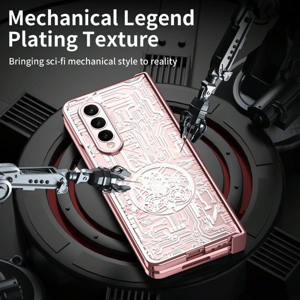 For Samsung Galaxy Z Fold4 5G Foldable Electroplated Phone Case Mechanical Legend 4. Champagne Gold Other Mobile Accessories
