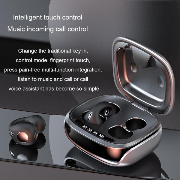 Jx80 Tws Wireless Bone Conduction Clip On Noise Reduction Bluetooth Headset Purple Earbuds