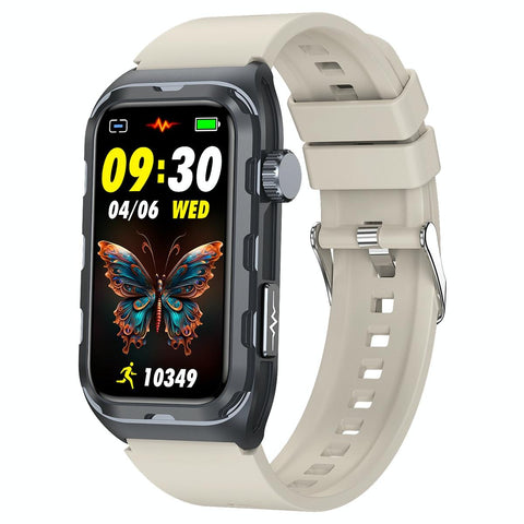 Ip68 Waterproof Smart Watch Ecg Health Monitoring Beige Smart Watches