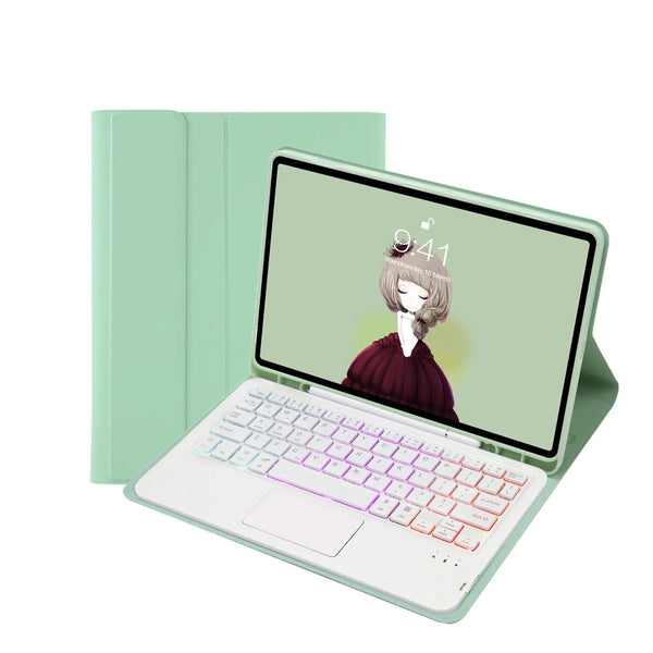 Bluetooth Keyboard Leather Case For Ipad 9.7 2018 & 2017 / Pro Air With Touch Pad Backlight Mint Green Keyboards