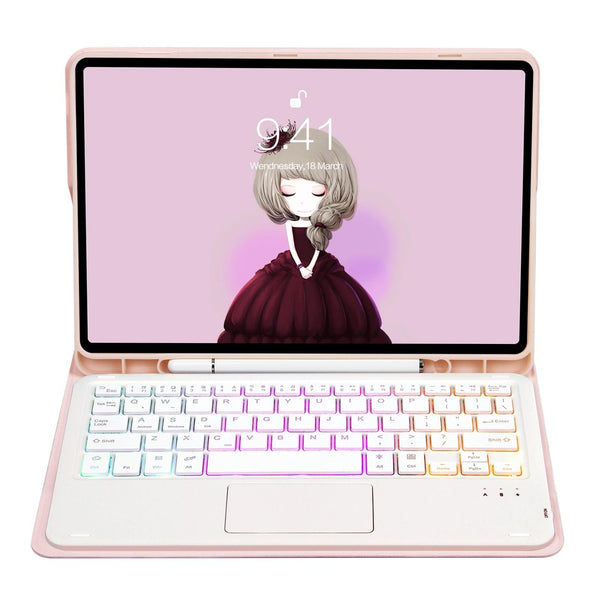 Bluetooth Keyboard Leather Case For Ipad 9.7 2018 & 2017 / Pro Air With Touch Pad Backlight Mint Green Keyboards