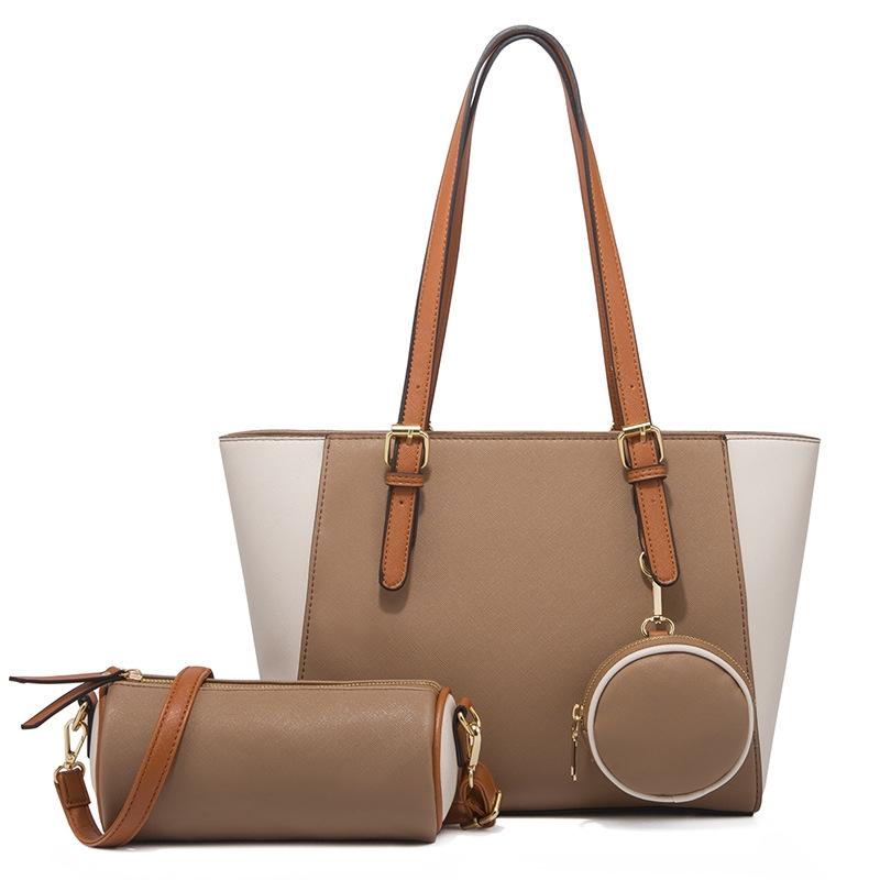 3 In 1 Fashion Simple Lady Diagonal Large Capacity Handbag Coffee Women's Bags & Handbags