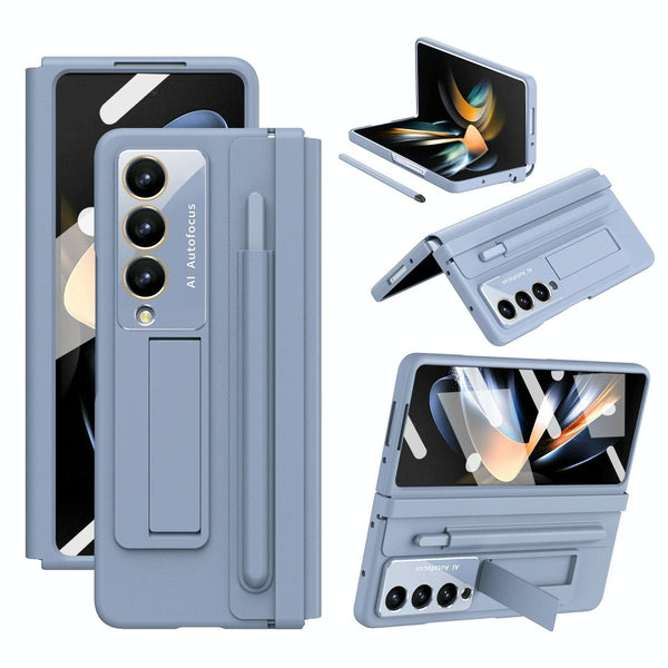For Samsung Galaxy Z Fold4 5G Phone Case With Pen Slots Full Coverage Blue Other Mobile Accessories