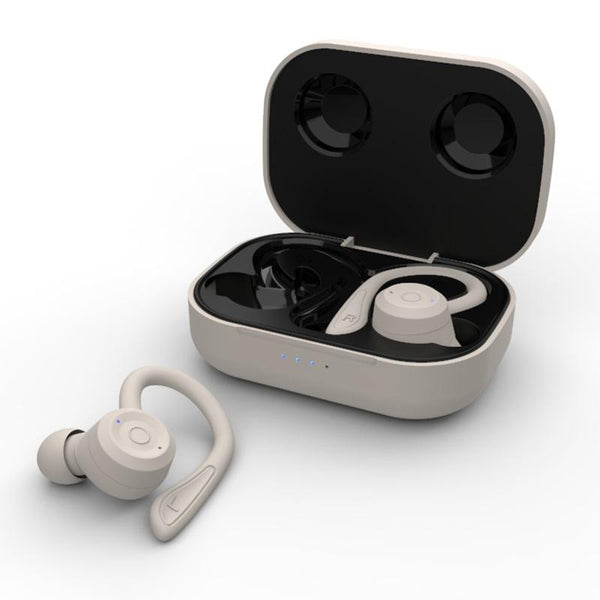 Waterproof T20 Tws Bluetooth Earphones With Charging Box And Noise Cancelling Hooks Gray Earbuds