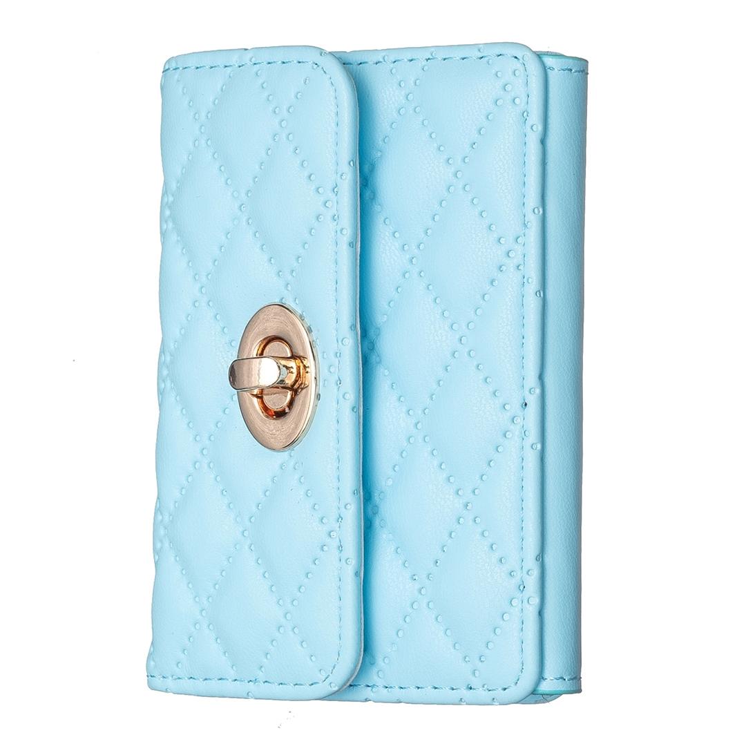 Horizontal Card Bag Mobile Phone Back Sticker With Metal Buckle Blue Cases Covers & Skins