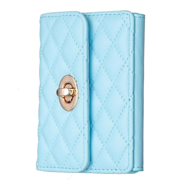 Horizontal Card Bag Mobile Phone Back Sticker With Metal Buckle Blue Cases Covers & Skins