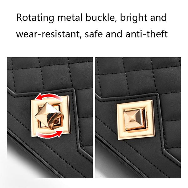 Chic One Shoulder Chain Bag With Diagonal Rhombus Design Black Women's Bags & Handbags