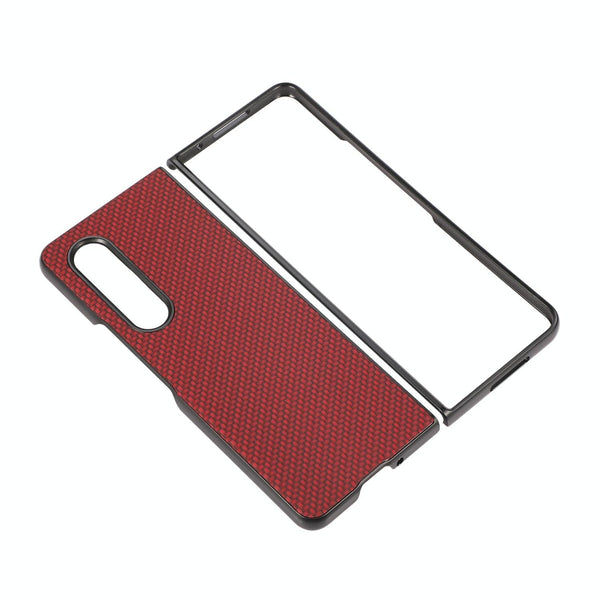 For Samsung Galaxy Z Fold4 5G Carbon Fiber Texture Leather Phone Case Pu Material Brown Other Mobile Accessories