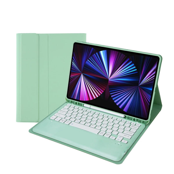 Detachable Bluetooth Keyboard Leather Case For Ipad Pro 12.9 2021 / 2020 2018 With Pen Slot Mint Green Keyboards
