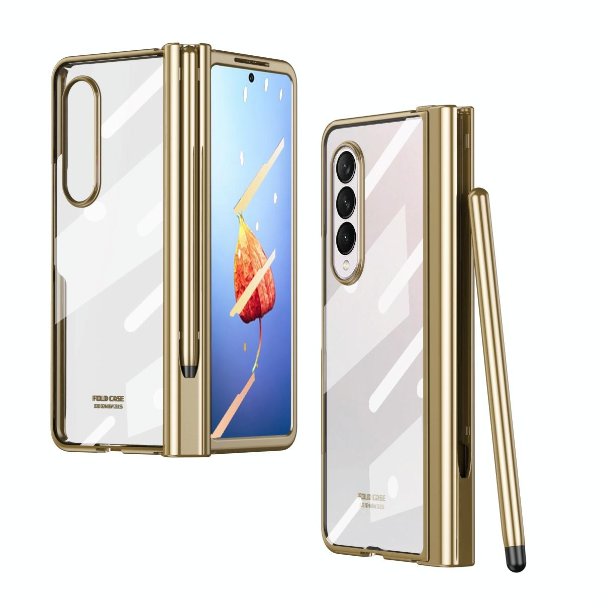 For Samsung Galaxy Z Fold4 5G Case With Pen Slot Electroplated Full Body Gold Cases Covers & Skins