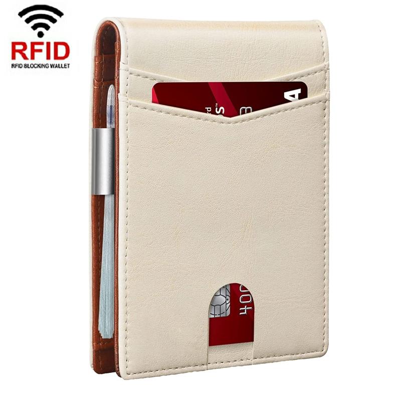 Rfid Protected Leather Credit Card Wallet Secure & Stylish Beige Wallets