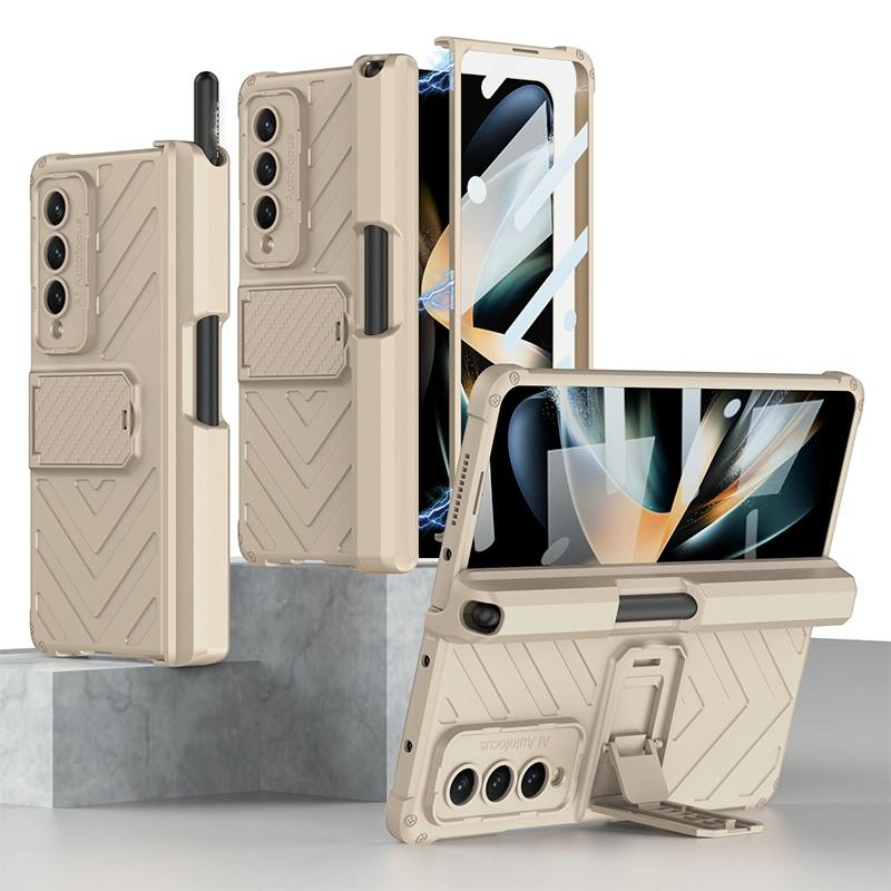 For Samsung Galaxy Z Fold4 5G Magnetic Armor Case With Push Pen Champagne Gold Cases Covers & Skins