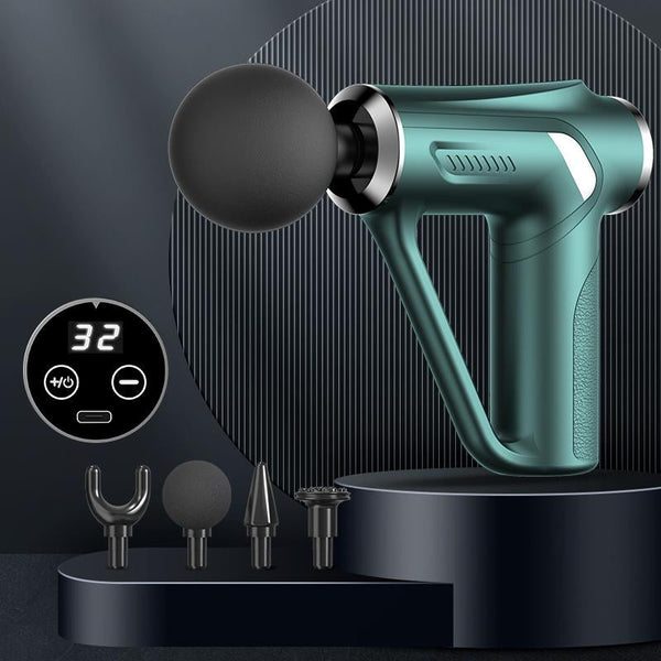 Electric Triangular Fascia Massage Gun Green Lcd Massagers