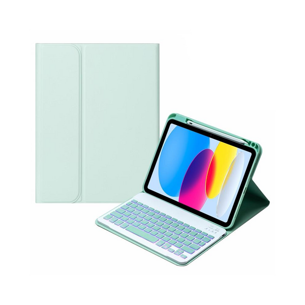 10.9 Ipad 10Th Gen 2022 Backlit Keyboard Case With Pen Slot Bluetooth Leather Light Green Cases Covers Keyboard Folios