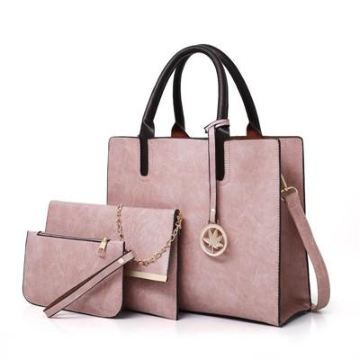 Versatile Leather Tote Bag For Women 3 In 1 Design Pink Women's Bags & Handbags