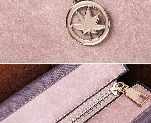 Versatile Leather Tote Bag For Women 3 In 1 Design Pink Women's Bags & Handbags
