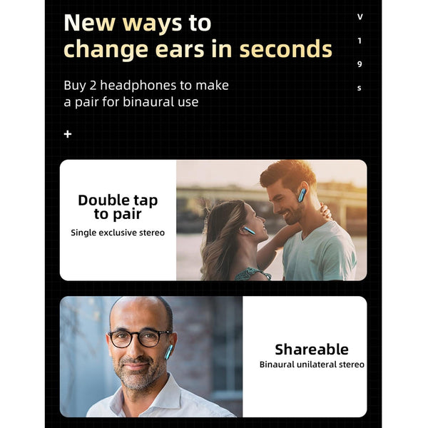 Business Style Bluetooth 5.0 Earphone With Fingerprint Touch Purple Earbuds