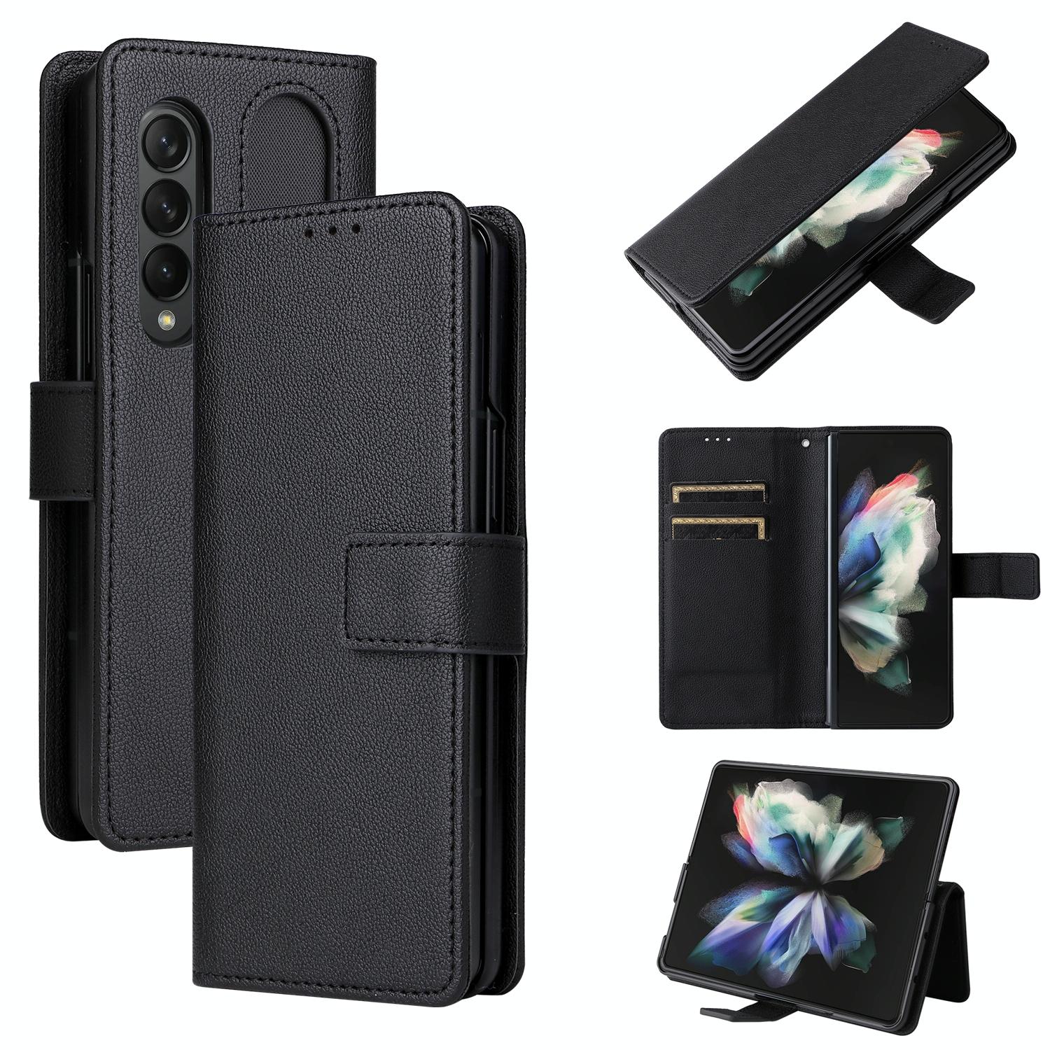For Samsung Galaxy Z Fold4 5G Leather Flip Case With Pen Slot Black Cases Covers & Skins