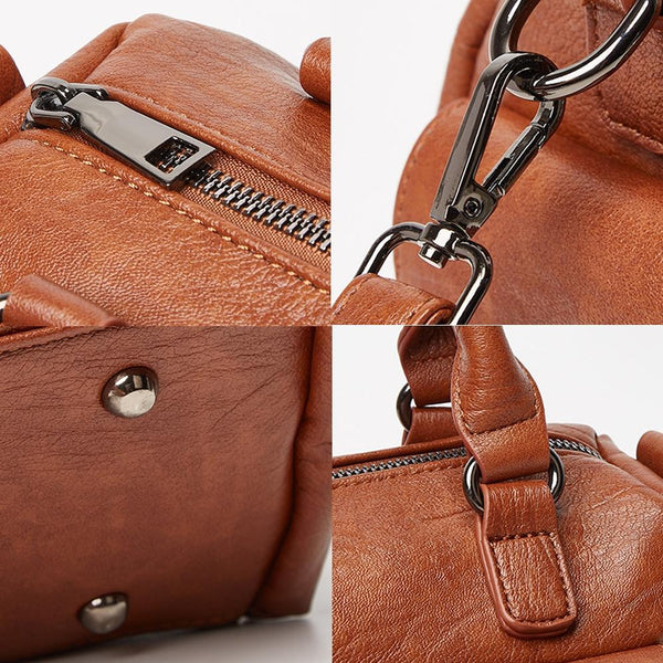 Large Capacity Crossbody Shoulder Bag In Pebbled Leather Brown Women's Bags & Handbags