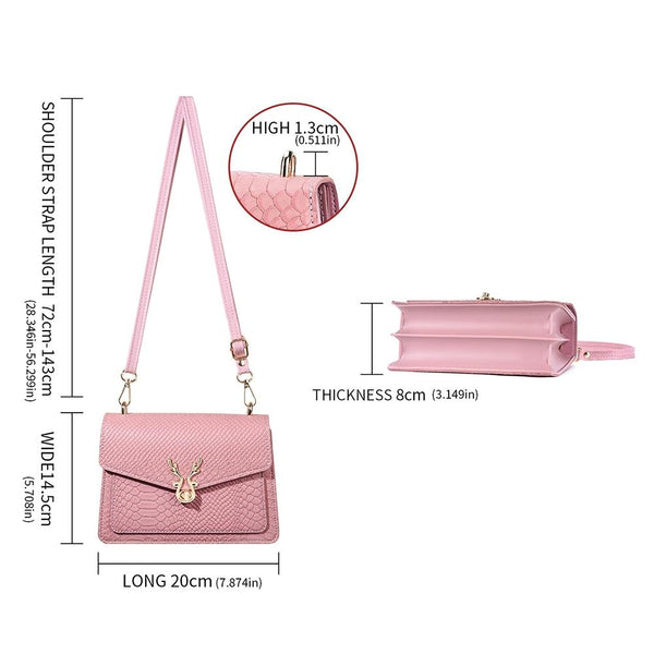 Stylish Crocodile Leather Crossbody Phone Bag Pink Women's Bags & Handbags