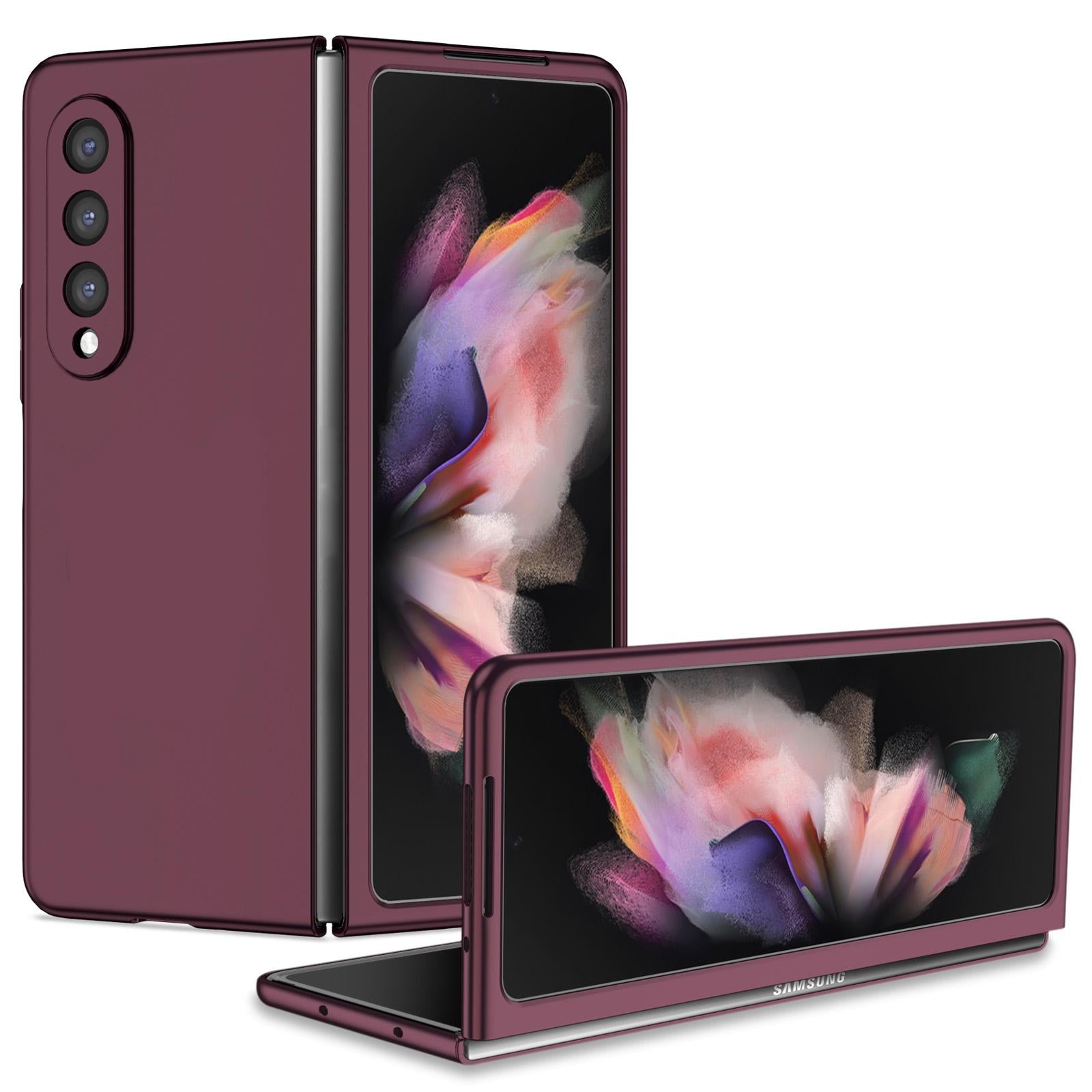 For Samsung Galaxy Z Fold4 5G Foldable Armor Phone Case Compact And Durable Wine Red Other Mobile Accessories
