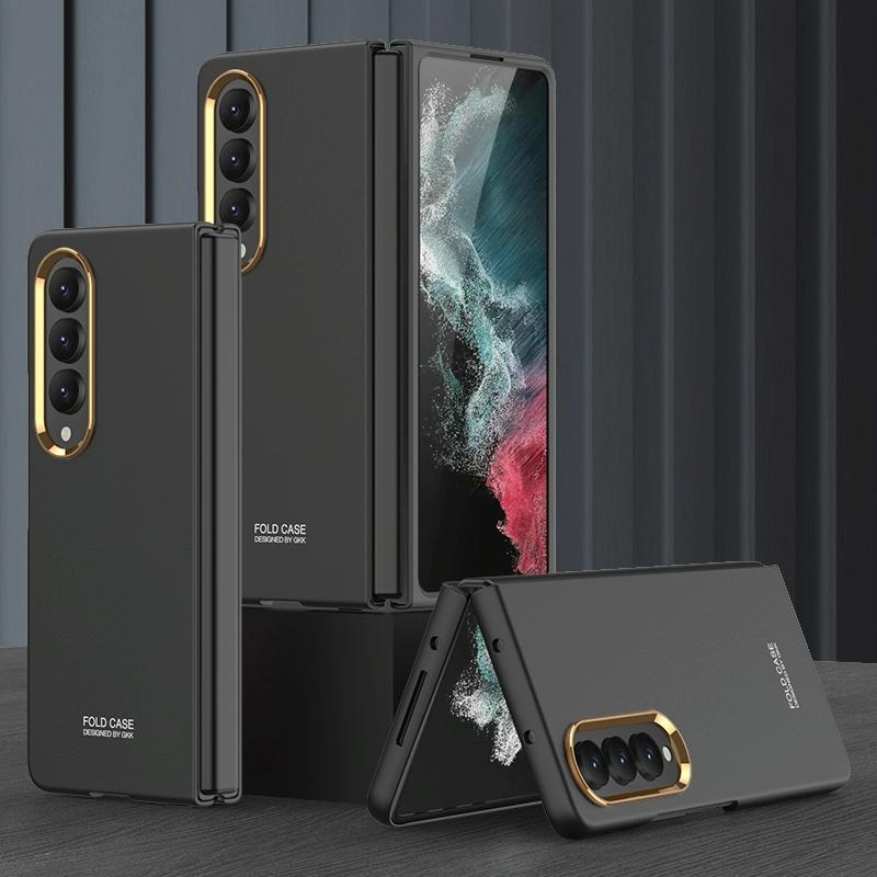 For Samsung Galaxy Z Fold4 5G Electroplating Lens Frame Case Ultra Thin Black Cases Covers & Skins