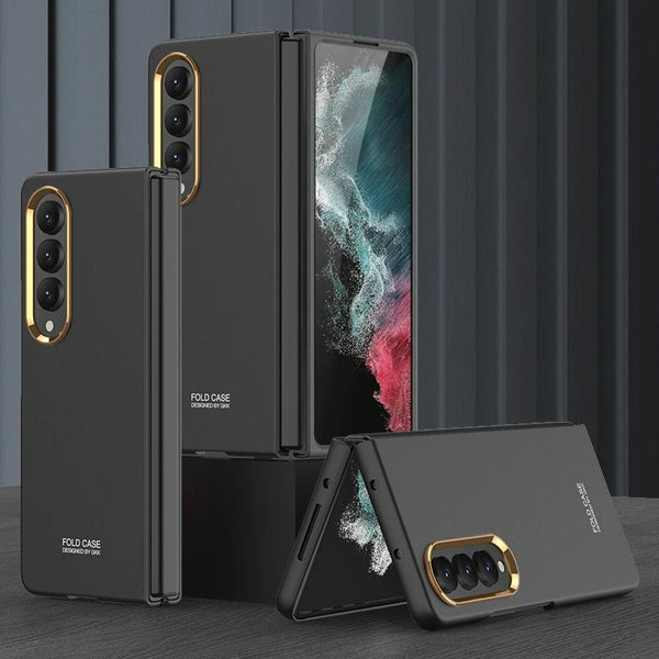 For Samsung Galaxy Z Fold4 5G Electroplating Lens Frame Case Ultra Thin Black Cases Covers & Skins