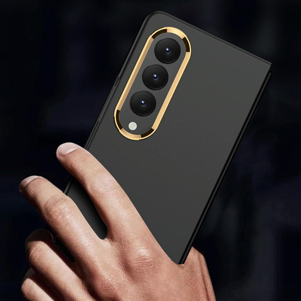 For Samsung Galaxy Z Fold4 5G Electroplating Lens Frame Case Ultra Thin Black Cases Covers & Skins