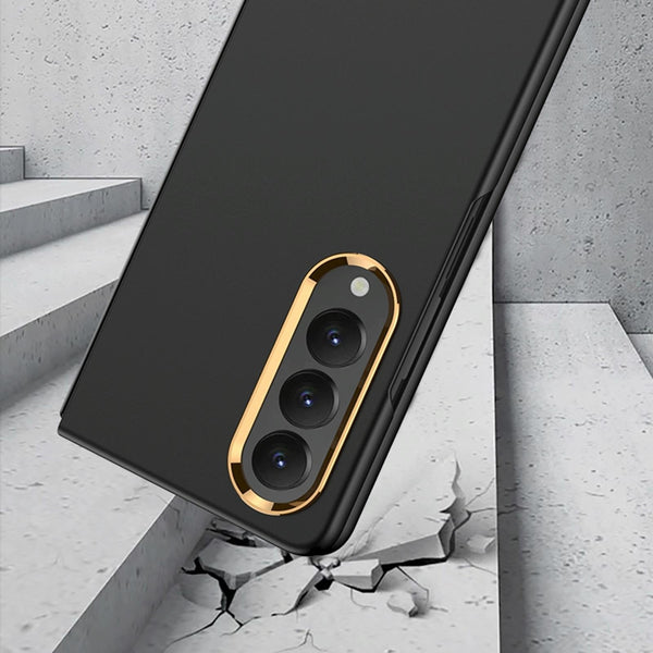 For Samsung Galaxy Z Fold4 5G Electroplating Lens Frame Case Ultra Thin Black Cases Covers & Skins