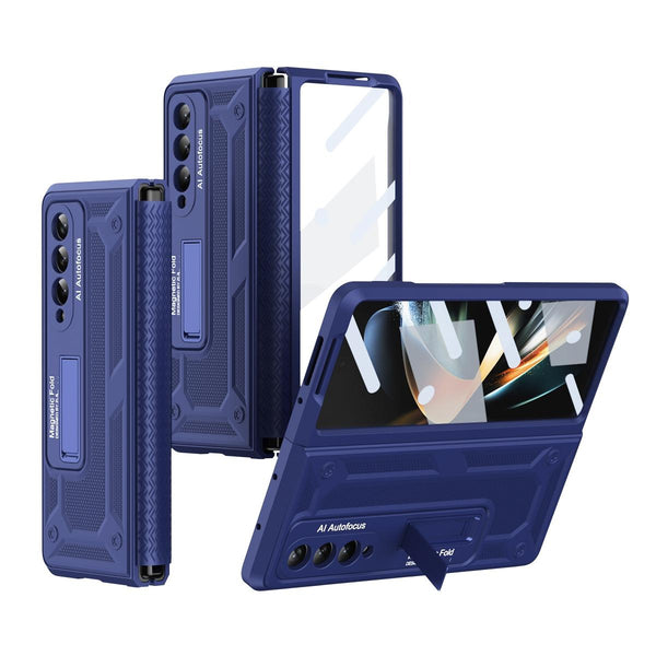 For Samsung Galaxy Z Fold4 5G Telescopic Hinge Foldable Phone Case With Stand Green Other Mobile Accessories