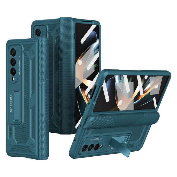 Shockproof Secure Hinge Phone Case For Samsung Galaxy Z Fold 4 5G_Pea Blue Cases Covers & Skins