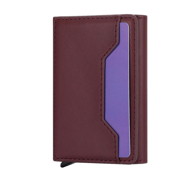 10X6x3cm Secure Brush Card Bag Compact And Protective Wine Red Wallets