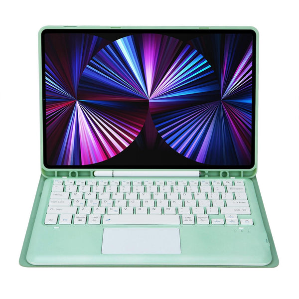 Detachable Bluetooth Keyboard Leather Case For Ipad Pro 12.9 2021 / 2020 2018 With Touch Pad Mint Green Keyboards