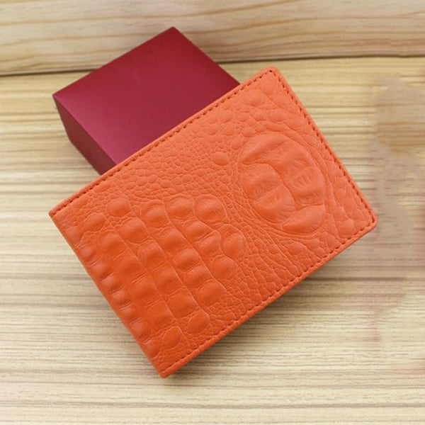 Universal Crocodile Pattern Driver License Cover With Card Slot Orange Wallets