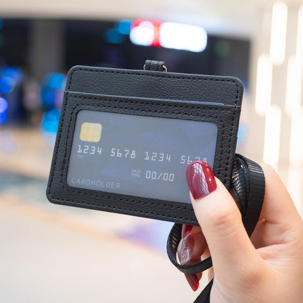 Horizontal Id Card Bag & Lanyard Black Id & Document Holders