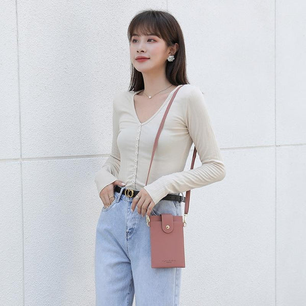 Stylish Thin Messenger Bag For Women Light Pink Women's Bags & Handbags