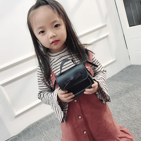 Mini Bowknot Pu Leather Little One Girls Messenger Bag Beige Women's Bags & Handbags