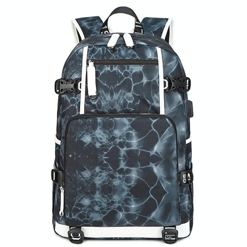 Student Waterproof Printed Backpack Geometric Black Backpacks & Bags