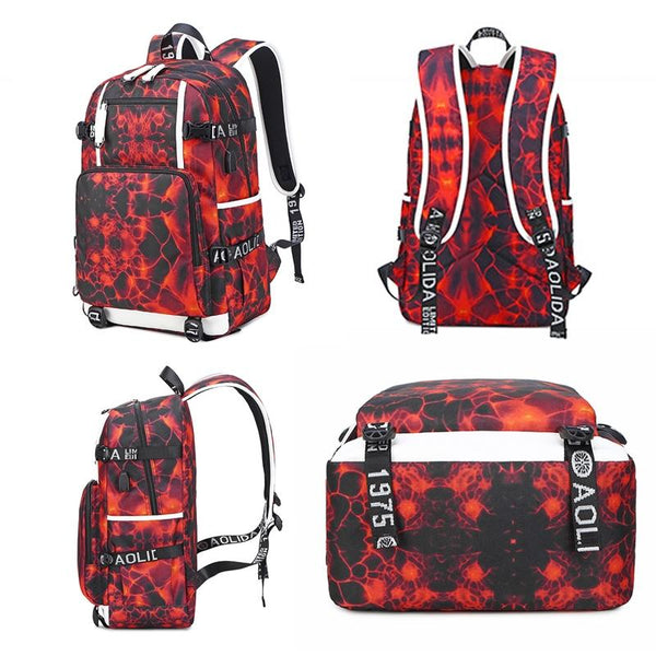 Student Waterproof Printed Backpack Geometric Black Backpacks & Bags
