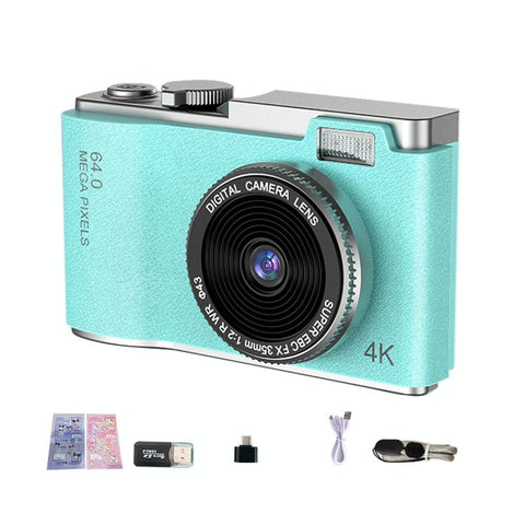 Retro Kids Camera With Dual Lens 4K Hd Ccd 2.4 Inch_Green Digital Cameras
