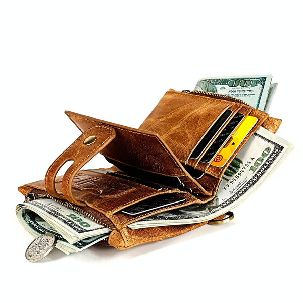 Men Rfid Leather Wallet With Card Slots Coffee Wallets